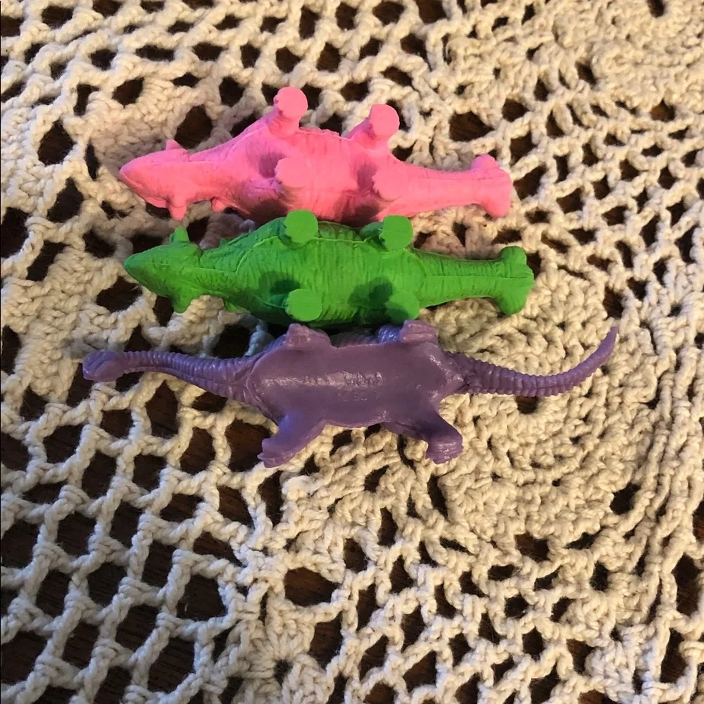 Colorful Reptile Toy Trio — Pink, Green, Purple